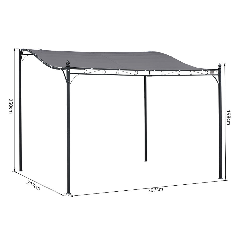 Thumbnail:  3x3m Freestanding Metal Wall Awning Canopy Grey