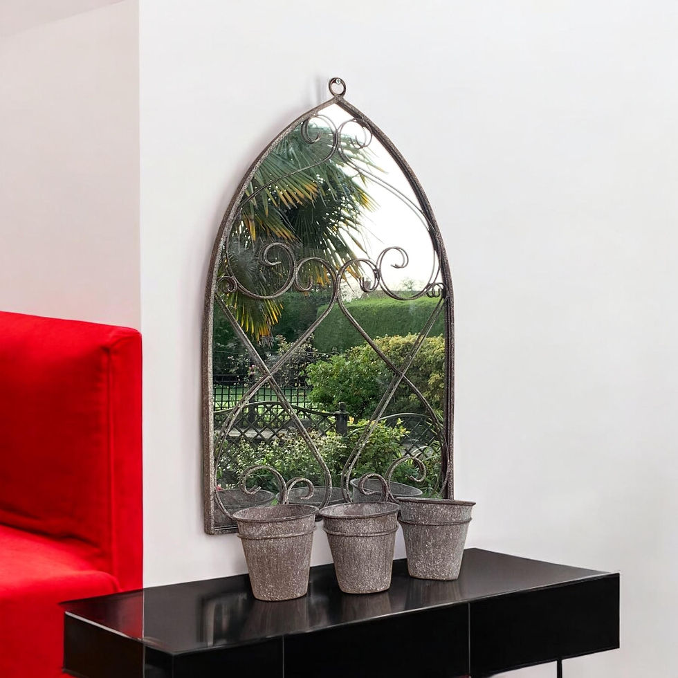 Thumbnail: 73cm Rusty Wall Mirror with Triple Planter – Rustic Charm for Your Home