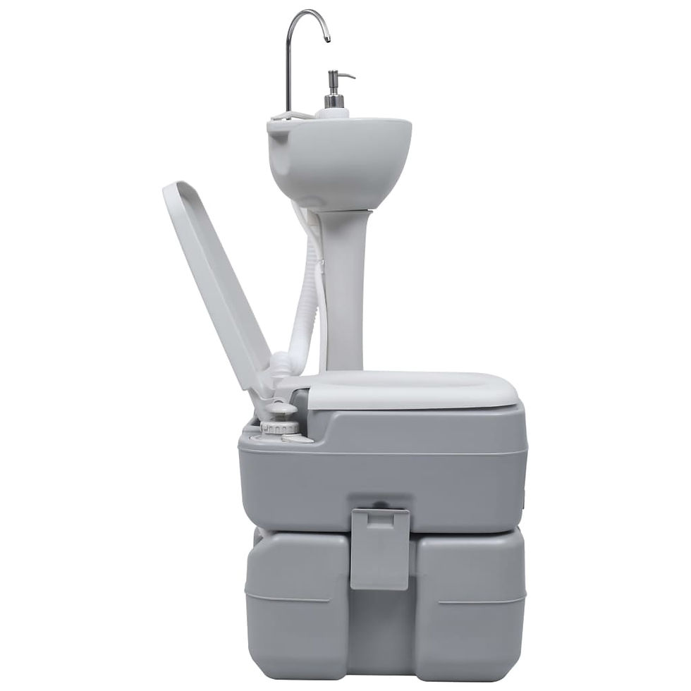 Thumbnail: Portable Camping Toilet and Handwash Stand Set Grey