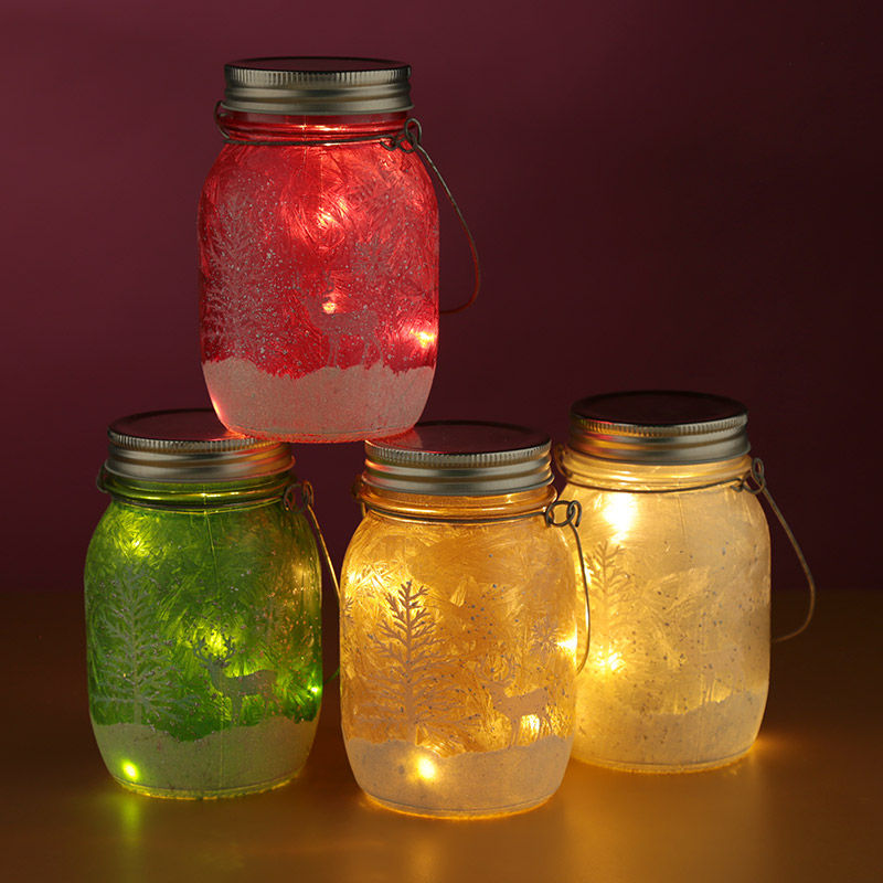 Decorative LED Christmas Scene Hanging Jar Light Decor Gift