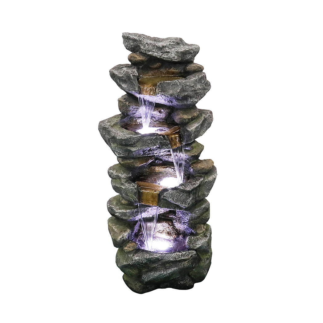 40inches High Stacked Simulated Rock Water Fountain with LED Lights