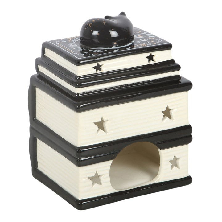 Thumbnail: Black Cat Book Stack Oil Burner with Cat