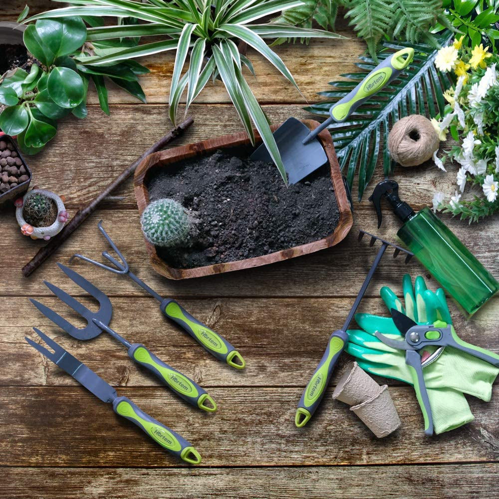 Gardening Tools Set, 9PCS Garden Tools Gifts for Women Men, Include Durable Stee