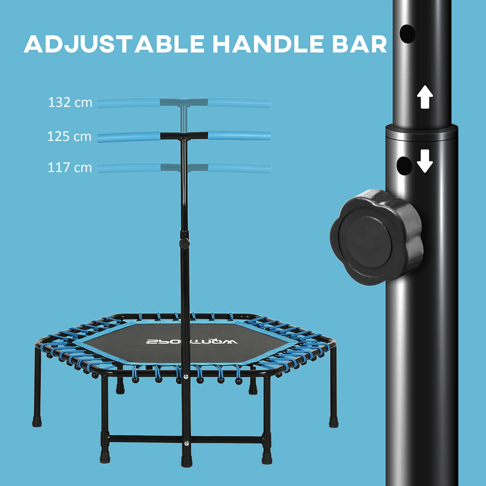 Thumbnail: 45" Fitness Trampoline with Adjustable Handle, LED Lights
