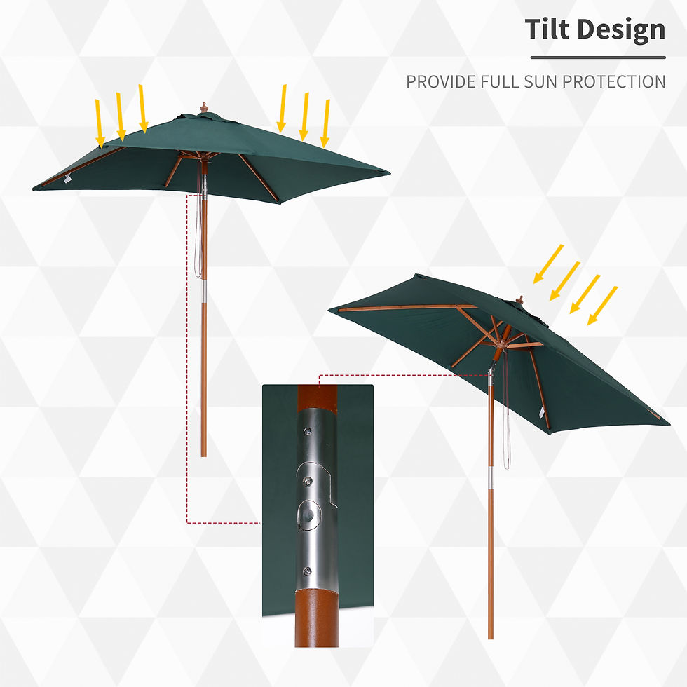 Thumbnail: 2m x 1.5m Patio Garden Parasol Sunshade Canopy Outdoor Backyard Furniture 6 Ribs