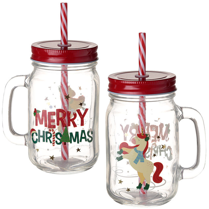 Thumbnail: Christmas  Festive Unicorn  Drinking Jar