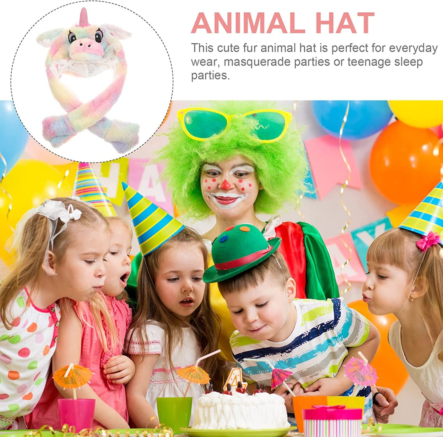 Ear Moving Jumping Hats Plush Unicorn Animal Hat Ears Year Headwear for Gifts Ph