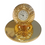 Thumbnail: Miniature Clock Goldtone Plated Metal Golf Ball on Stand Solid Brass