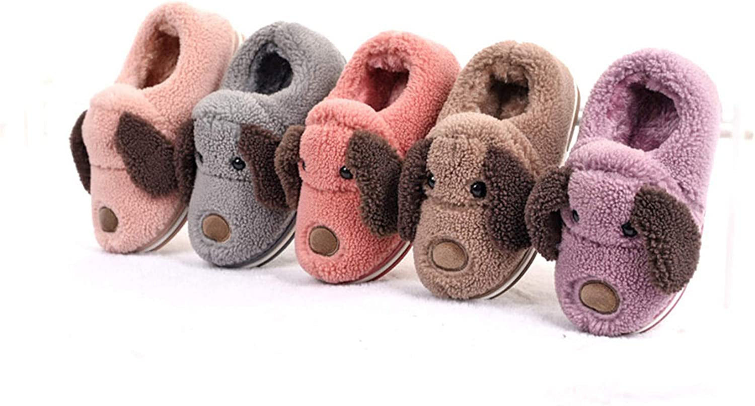 Unisex Winter Cotton Shoes Household Cute Cartoon Dogs All-Inclusive Plush Cotto