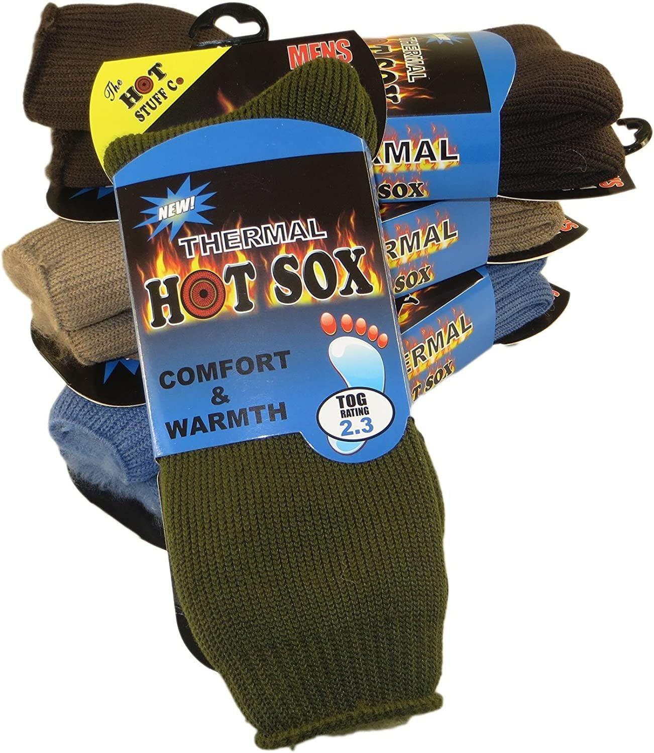3 PAIRS MENS THERMAL WINTER WARM HOT HEAT SOCKS CHUNKY THICK 2.3 TOGS (MIX COLOU