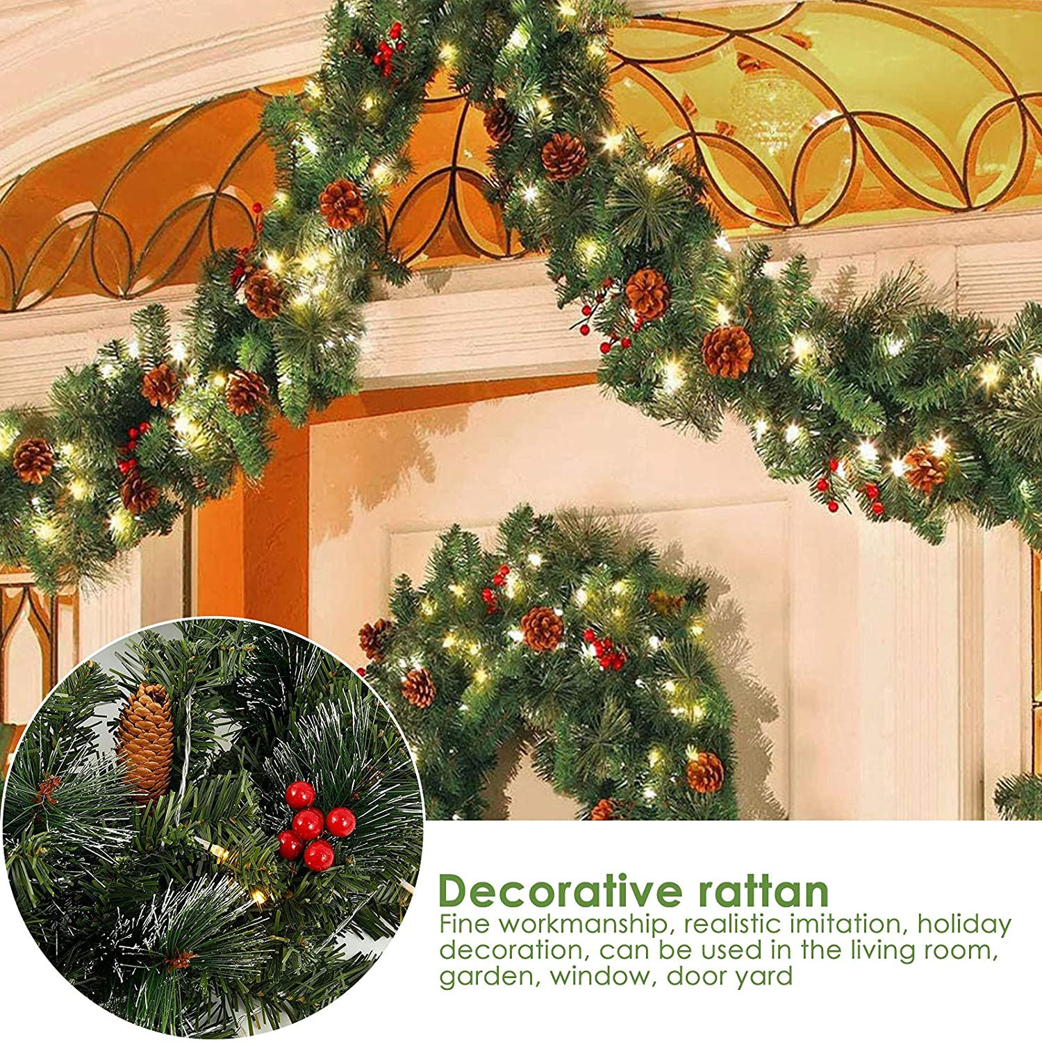 Dazzling Festive Staircase and Fireplace Christmas Decor