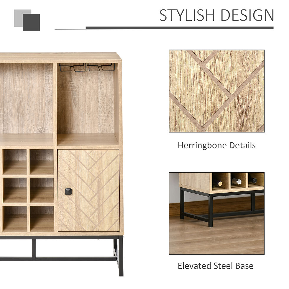 Thumbnail: Wine Cabinet for 12 Bottles, Sideboard  with Glass Holders, Brown Holders
