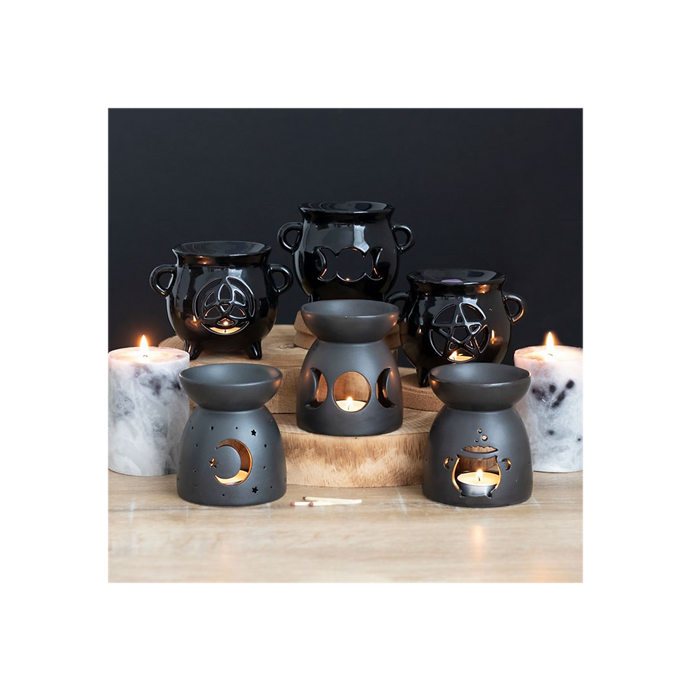 Thumbnail: Black Mystical Moon Cut Out Oil Burner