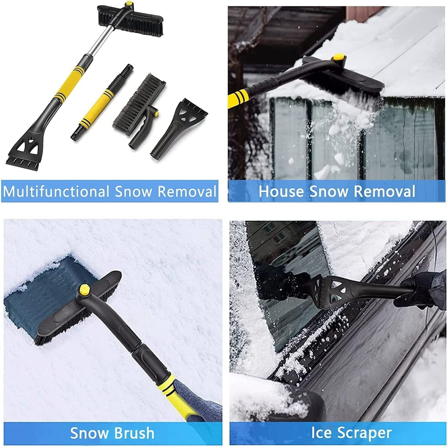 Arctic Windshield Warrior: Extendable Snow Brush and Ice Scraper for Cars