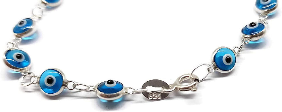 Thumbnail: by Dalia – Silver Evil Eye Bracelet – 19 cm