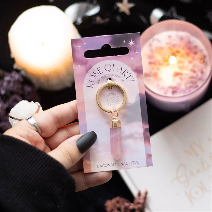 Thumbnail: Rose Quartz Semi Precious Crystal Keyring