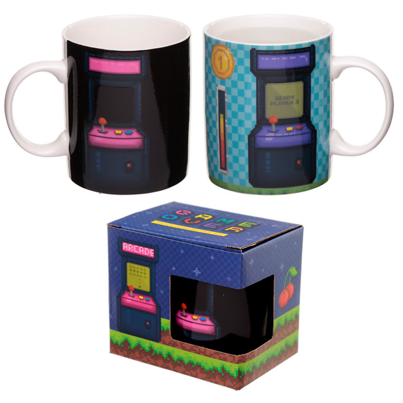 Heat Colour Changing Porcelain Mug - Retro Gaming Design Novelty Gift