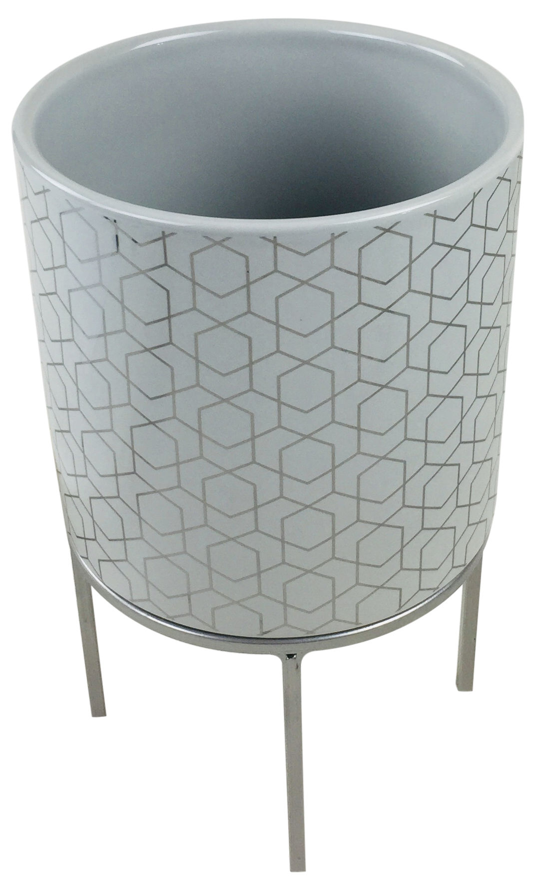 Art Deco White Electroplate Planter 25cm Shipping furniture UK