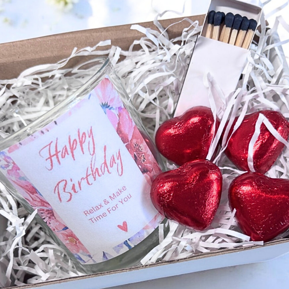 Pink Happy Birthday Candle Gift Set | Birthday Personalised Gift Box For Her