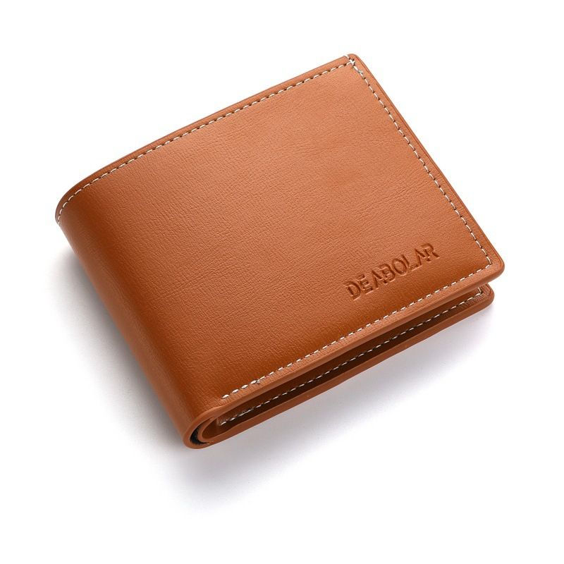 Thumbnail: Pu Leather Men Short Wallet Thin Style Folding Young Men Credit Card Holder Wall