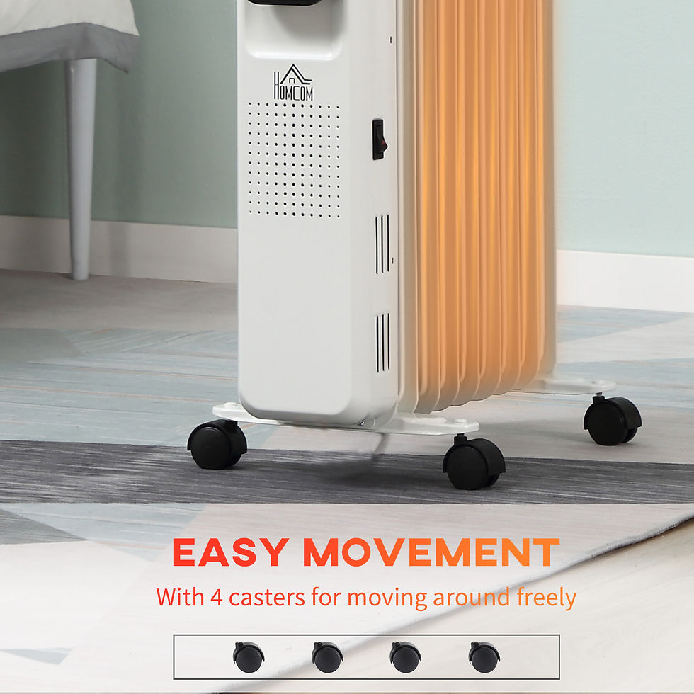Thumbnail: 2180W Oil Filled Radiator, 9 Fin, Timer, 3 Set, Safety Cut-Off Remote White