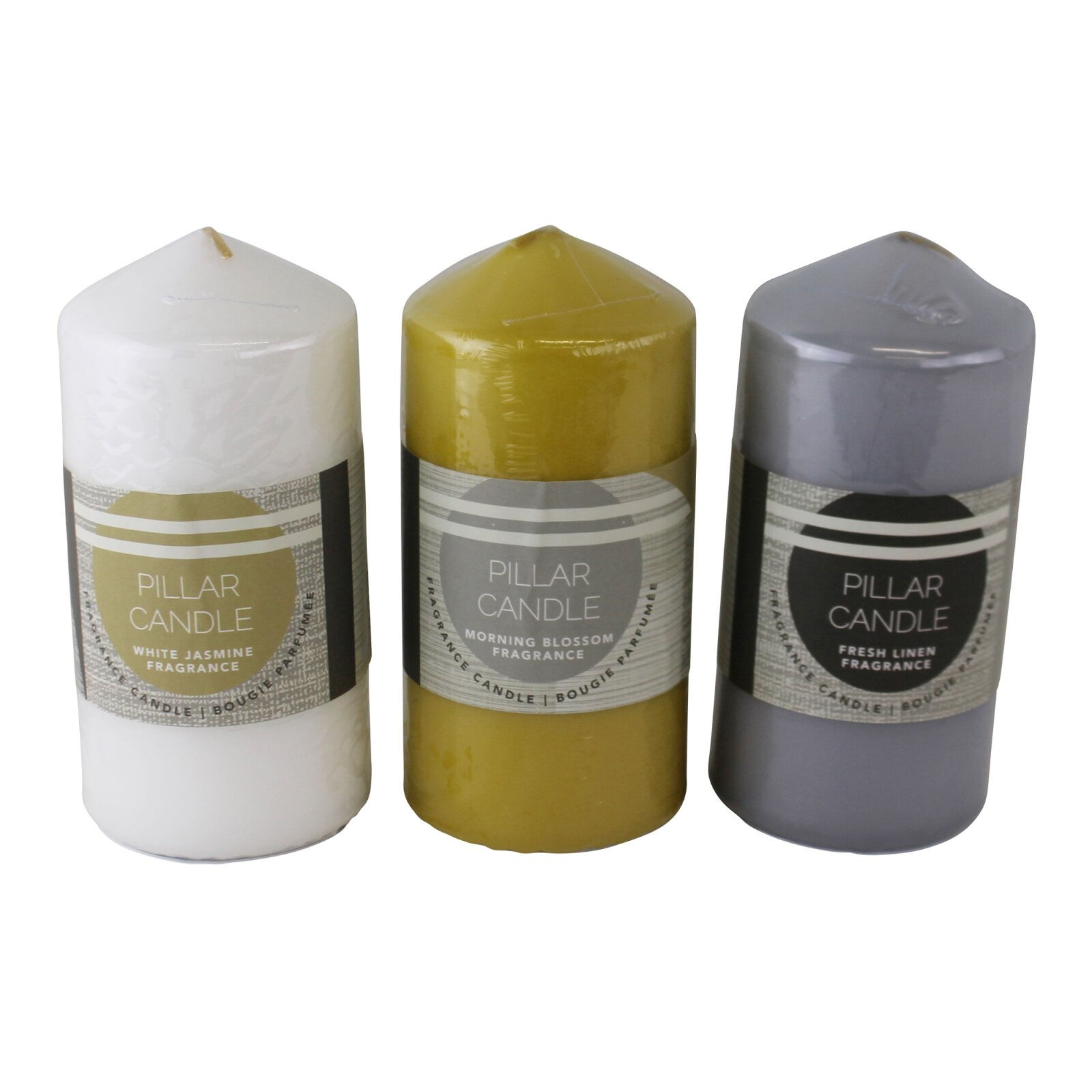 Set of 3 Coloured & Fragranced Pillar Candles, Large Shipping furniture UK