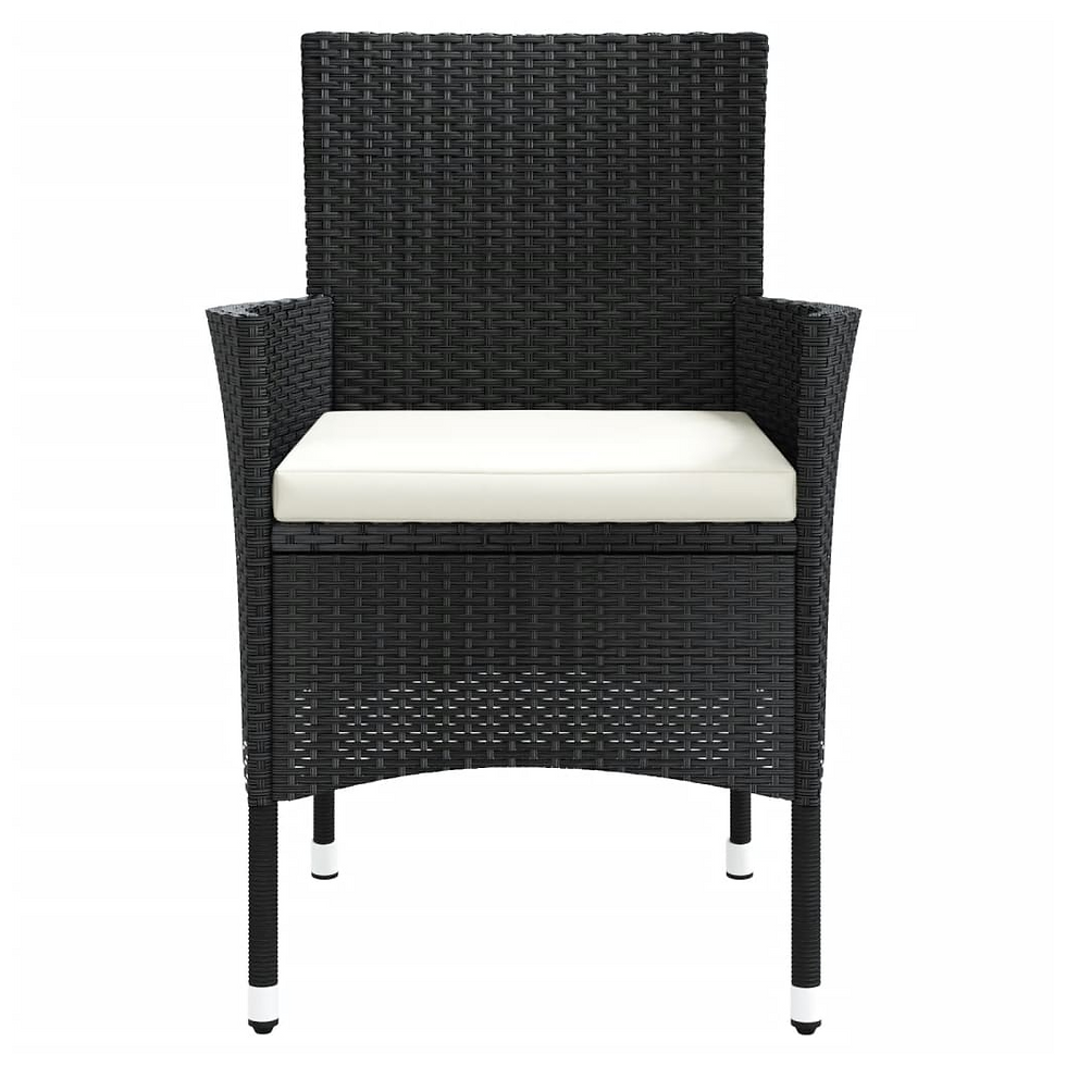 Thumbnail: Garden Chairs with Cushions 4 pcs Black Poly Rattan