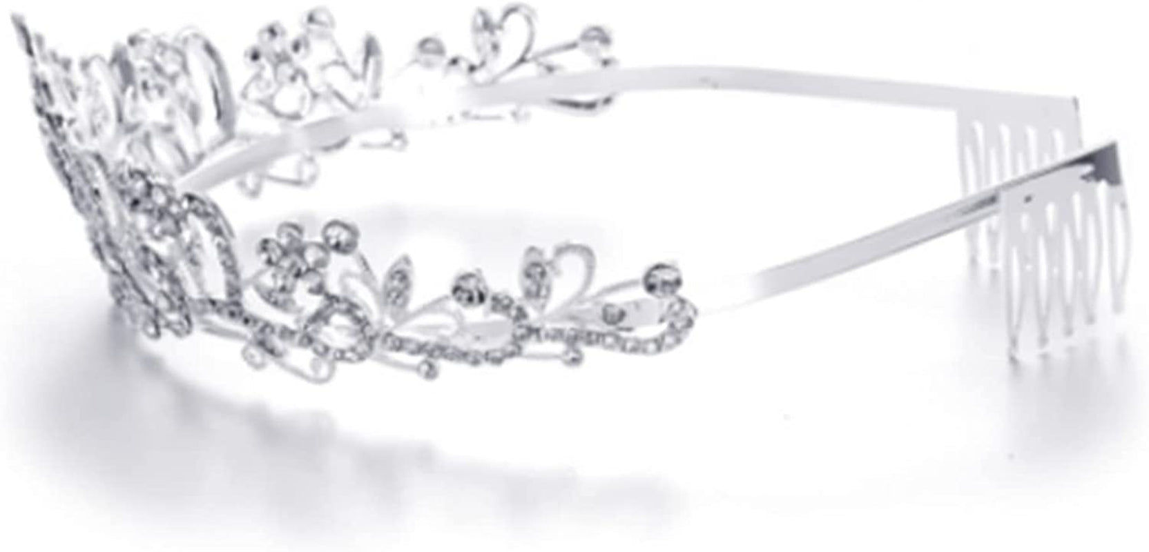 sanvpwsan Silver Rhinestone Tiara Crown Crystal Crown Rhinestone with Comb Weddi