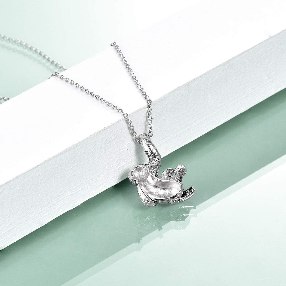 Thumbnail: Crystal Heart Sloth Necklace: A Sterling Silver Symbol of Slothful Splendor