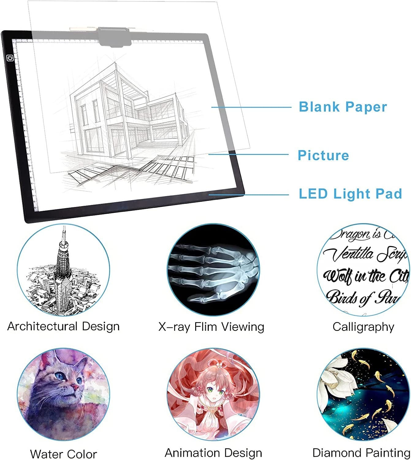 Portable LED Tracing Light Board for Artists: 6 Adjustable Brightness Levels