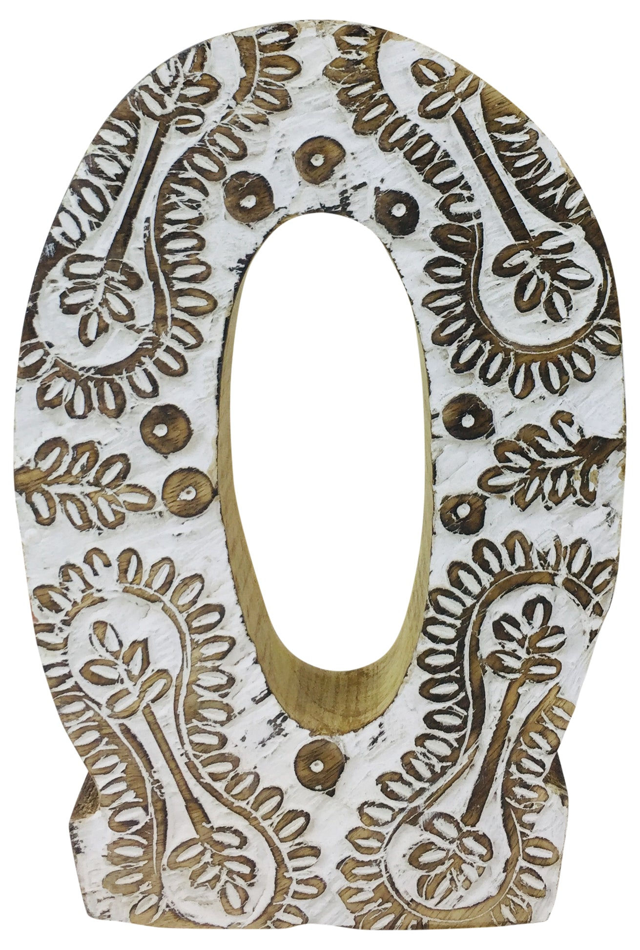 Hand Carved Wooden White Flower Letter O Shipping furniture UK