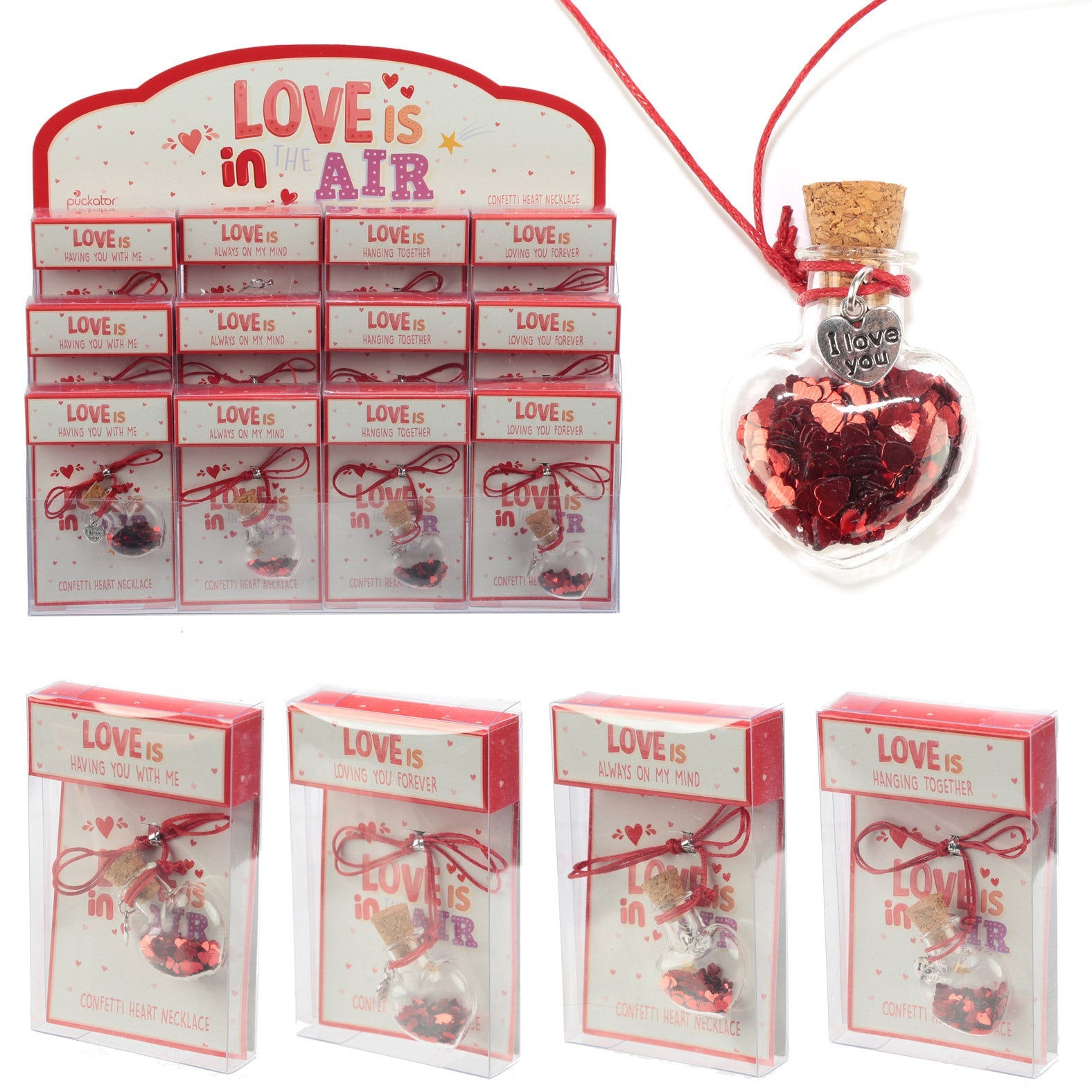 Novelty Gift Glitter Heart Confetti Wishes Necklace