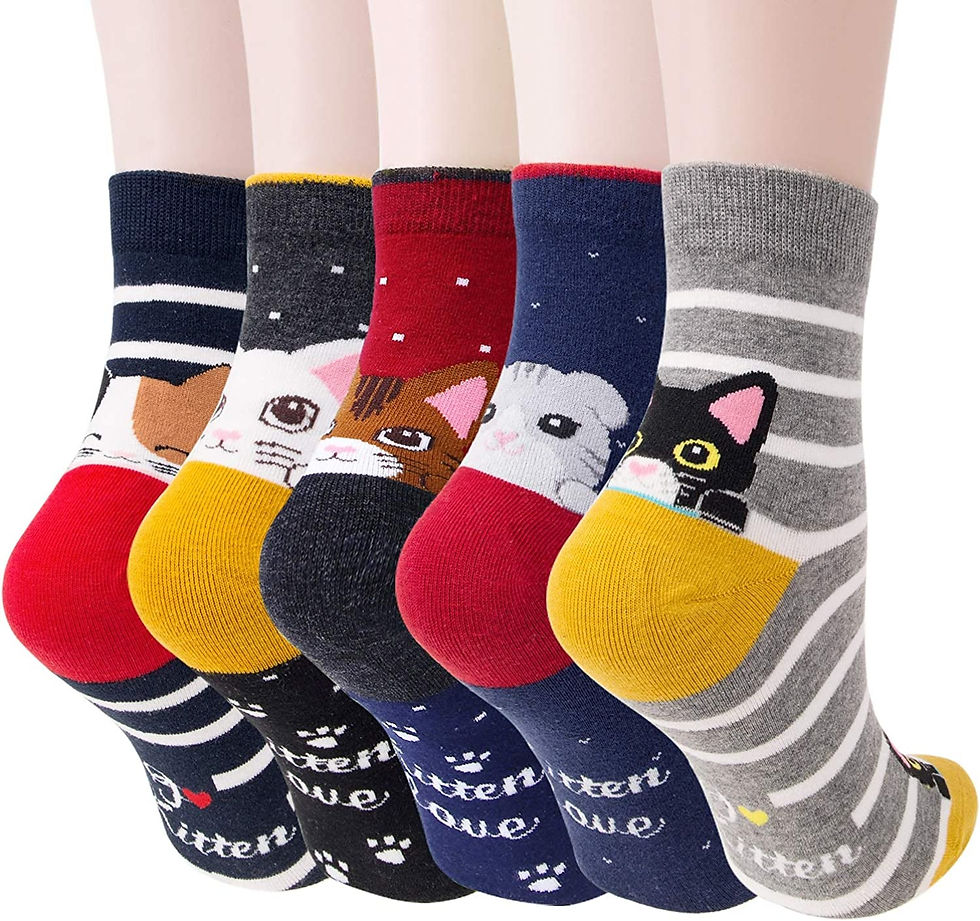 Thumbnail: 5 Pairs Womens Animal Funny Socks, Cute Cat Dog Cotton Socks for Ladies - Therma