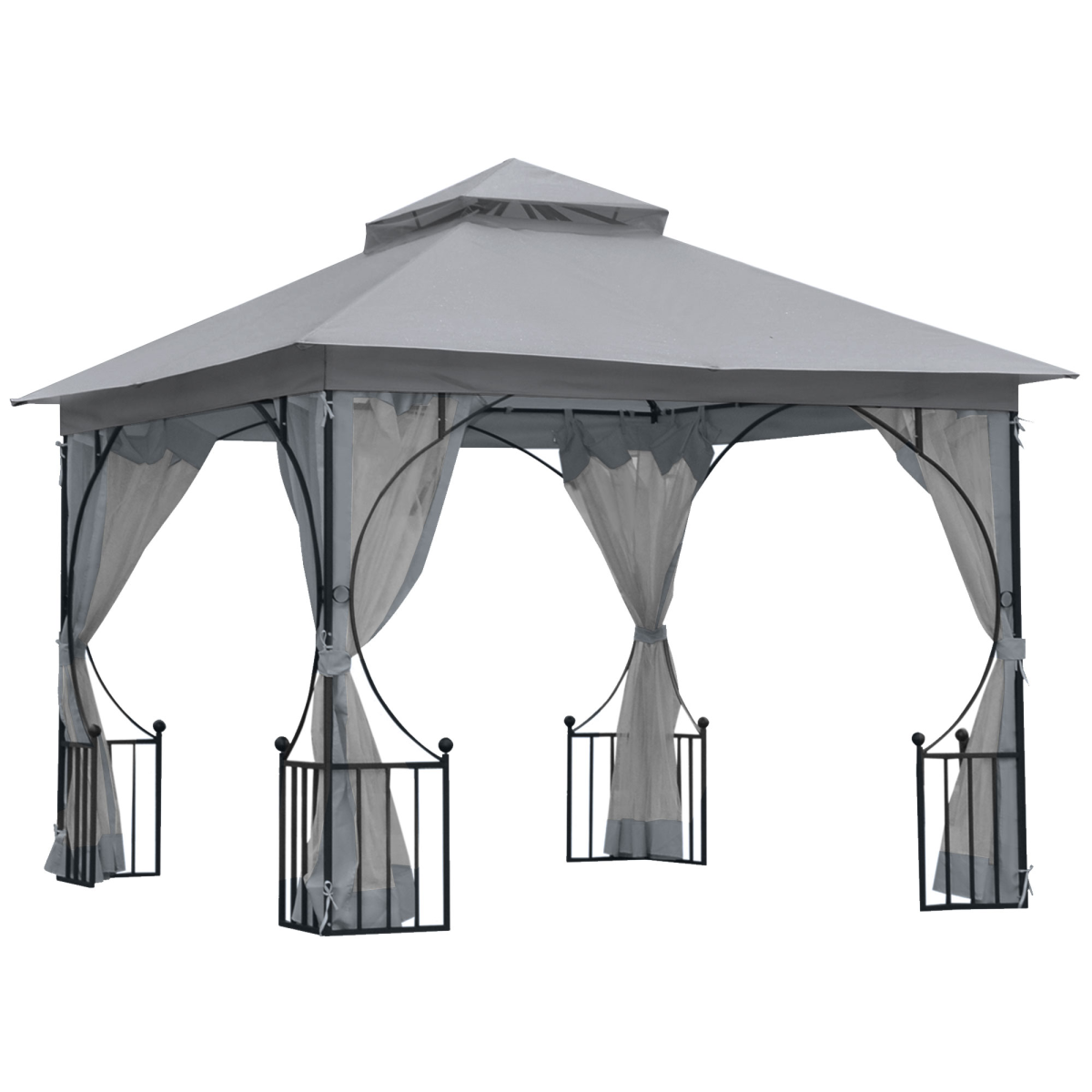 Gazebo Party Tent Canopy Sun Shade for Patio Garden Light Grey 3 x 3m