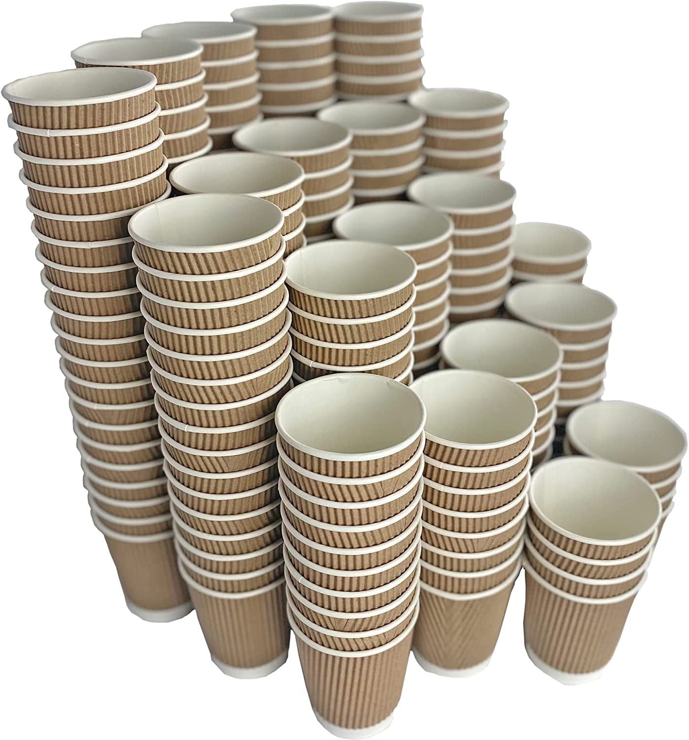 250 Pack of 12oz Ripple Paper Cups for Hot and Cold Beverages