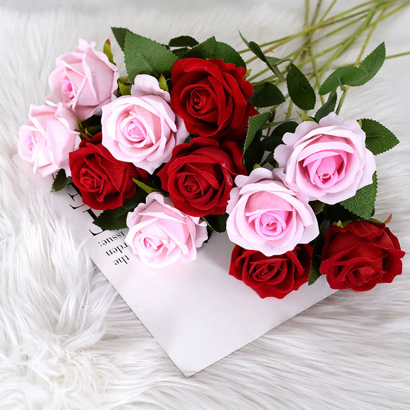 Thumbnail: 51cm Artificial Flannel Rose - Wedding, Home Decoration, Valentine's Day Gift