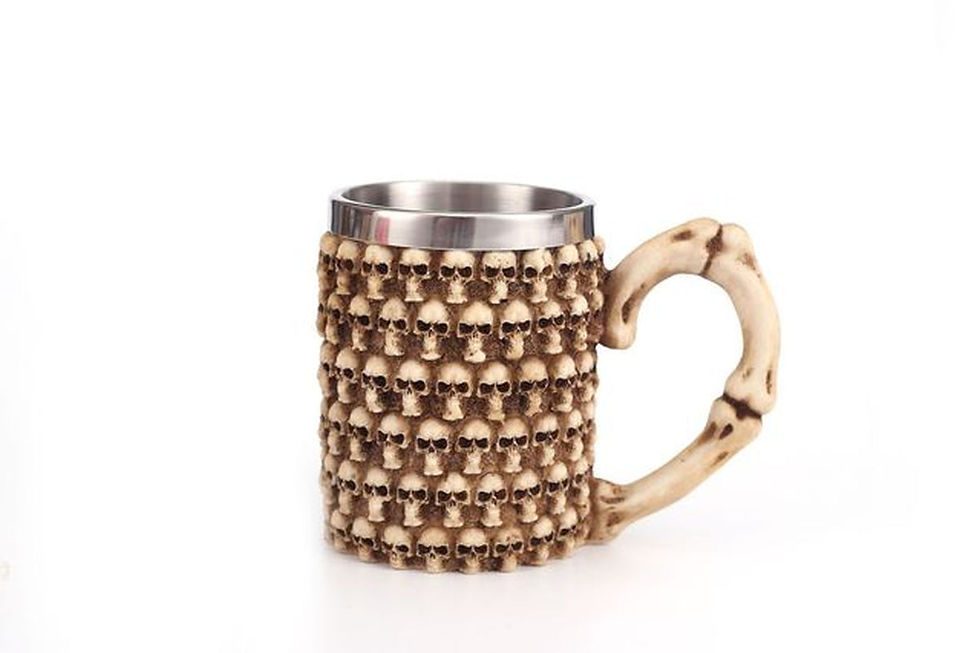Thumbnail: Creative 3D Skull Beer Mug Resin Stainless Steel Double Layer Coffee Mug Funny M