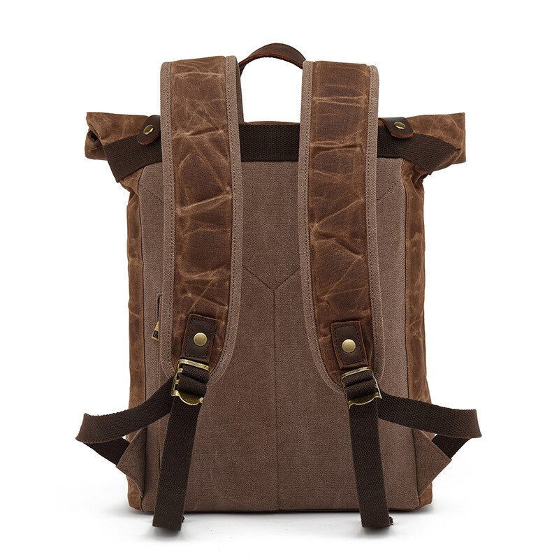 Vintage Canvas Leather Backpacks for Men Waterproof Rucksacks Large Waxed Mounta