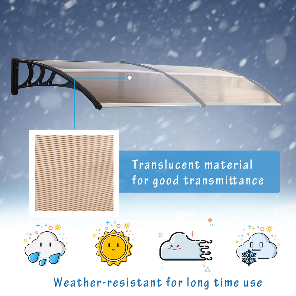 Thumbnail: 80 L x 195 W x 23 H cm Clear Polycarbonate Curved Awning Black