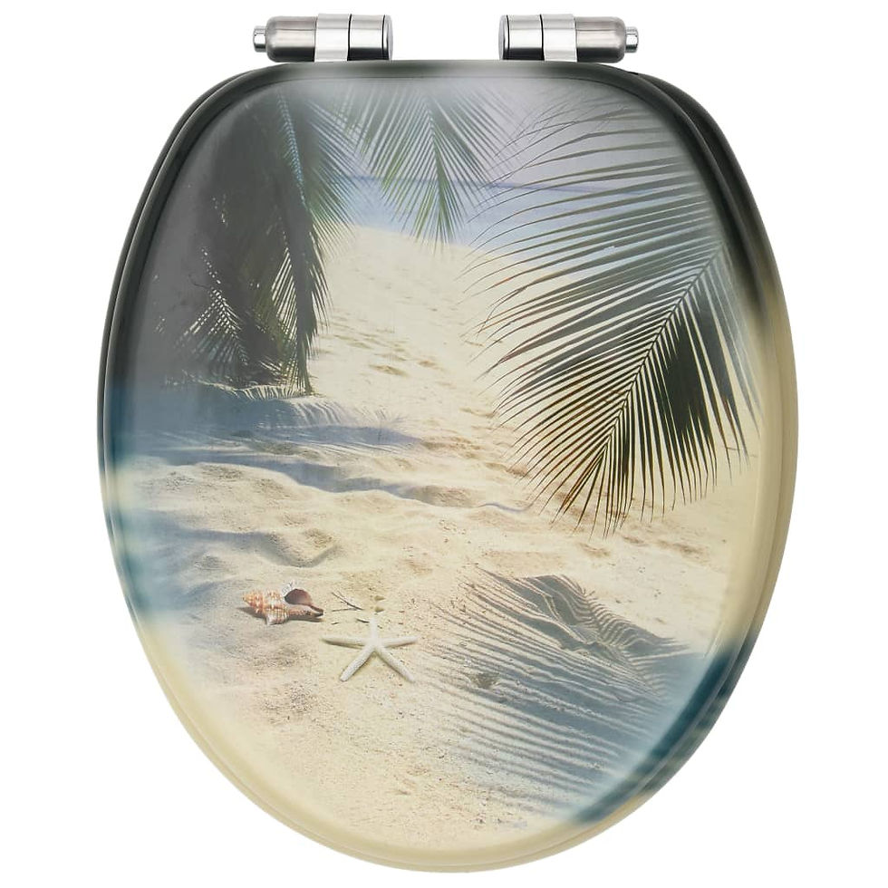 Thumbnail: Toilet Seats with Soft Close Lid 2 pcs MDF Beach Design