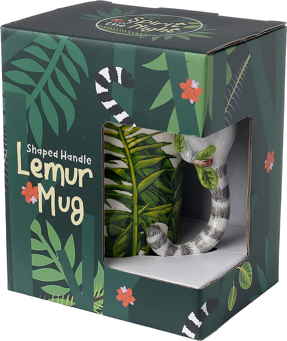 Thumbnail: Lemur with Jungle Decal Ceramic Shaped Handle Mug, Coffee Hot Drinks, Decorative