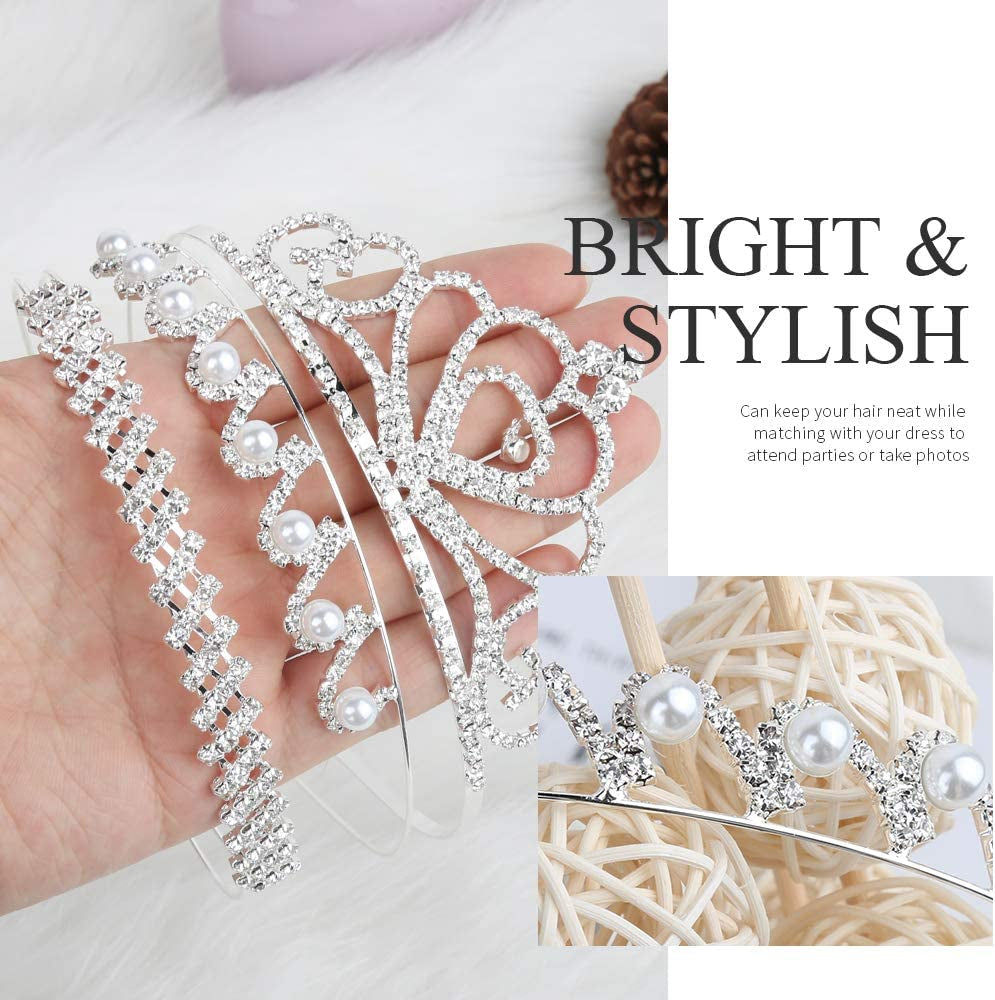 Set of 5 Crystal Headband, Rhinestone Headbands for Women Hair Jewelry Wedding