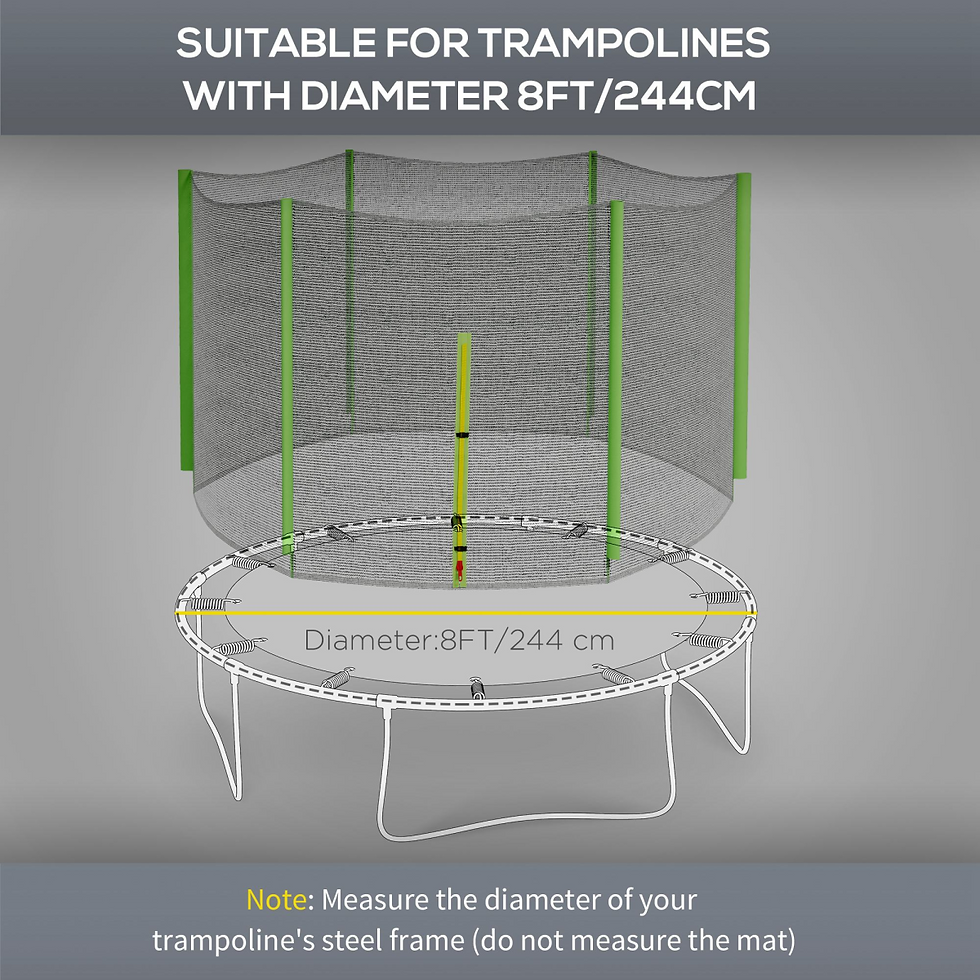 Thumbnail: 8ft Replacement Trampoline Safety Net with Zipped Door