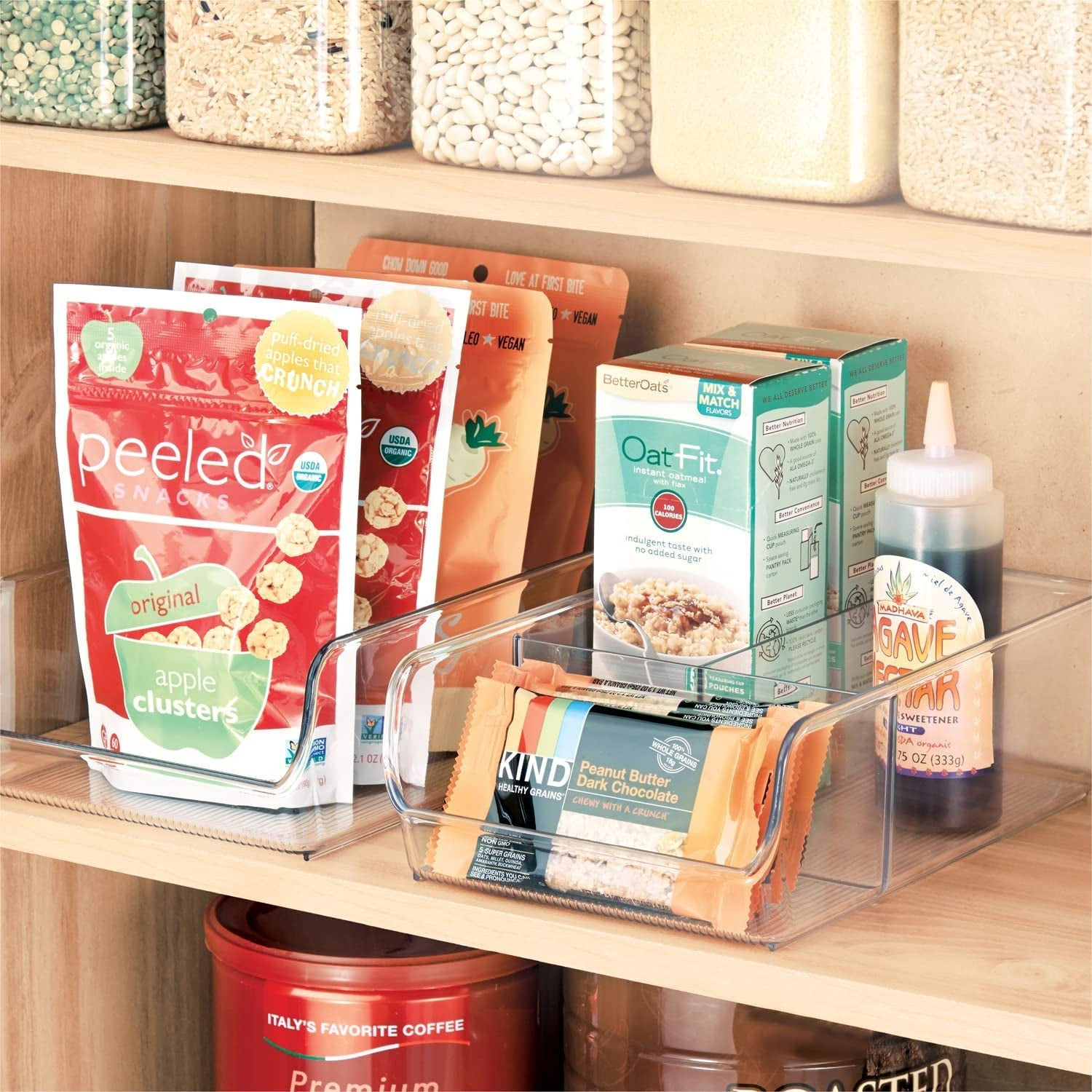 iDesign Divided Fridge Organiser, Stackable Storage Container, Large BPA-free Cl