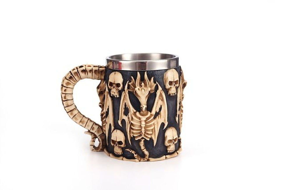 Thumbnail: Creative 3D Skull Beer Mug Resin Stainless Steel Double Layer Coffee Mug Funny M
