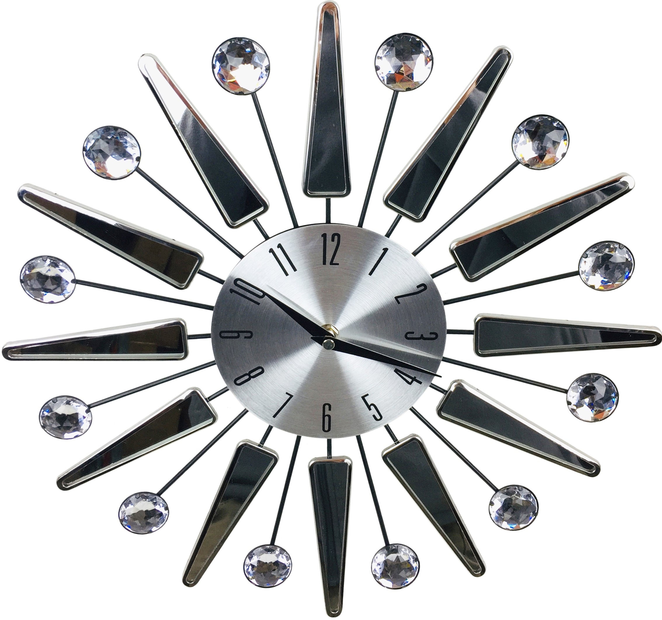 Silver Mirrored Effect Wall Clock 39cm Shipping furniture UK