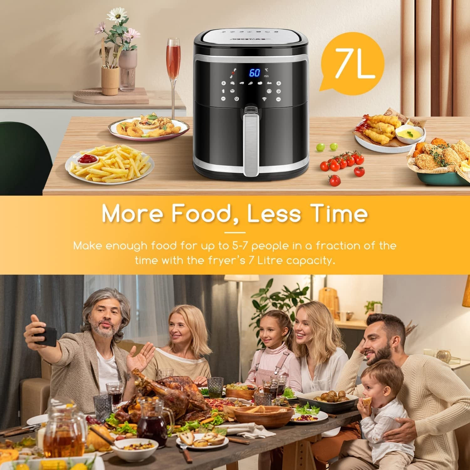 Smart WiFi 7L Air Fryer with Recipes Cookbook, 1900W Digital Air Fryers Oven
