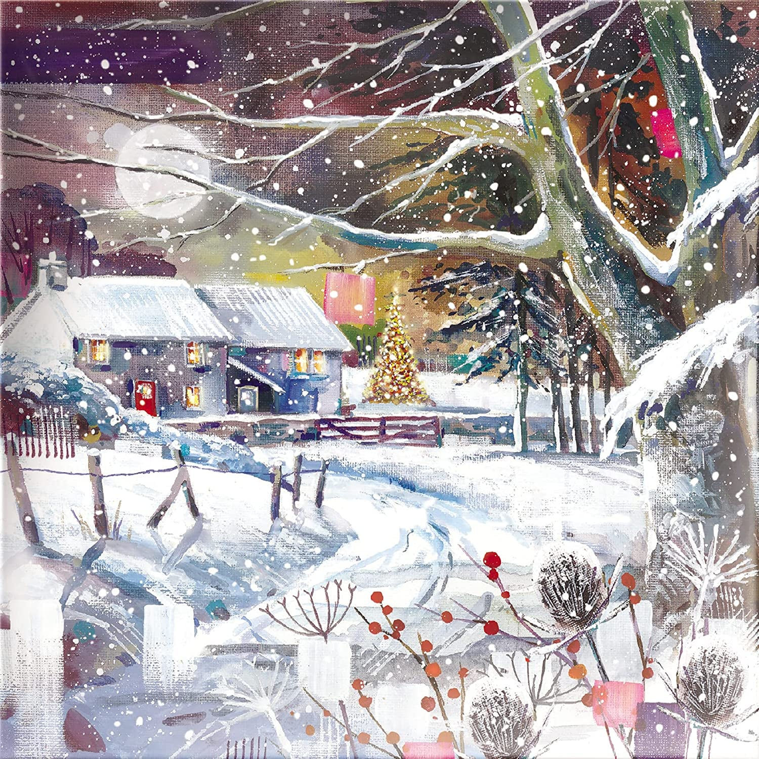 Box of 20 Artistic Charity Christmas Cards, Snowy Day & a Day in the Countryside