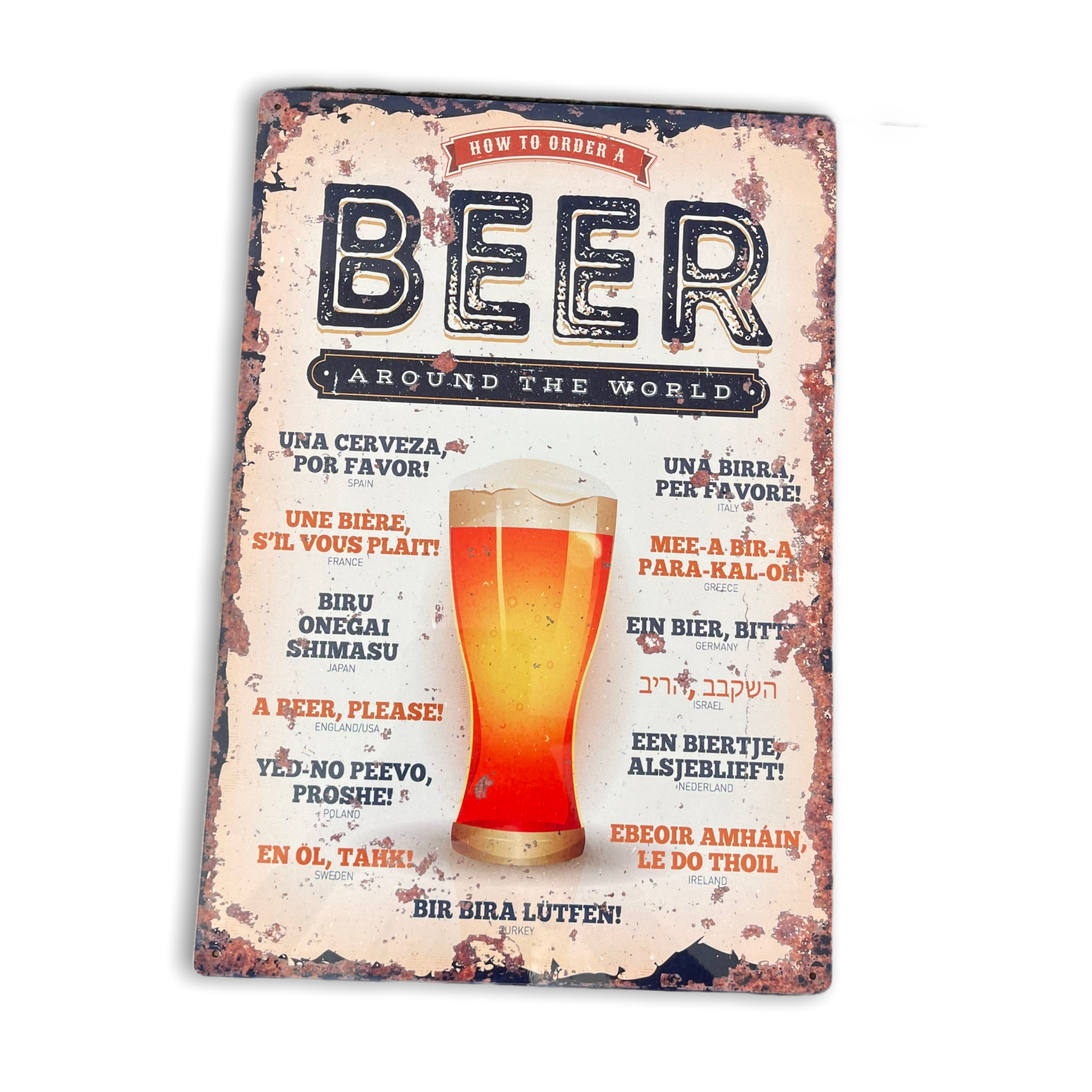 Vintage Sign How To Order A Beer Around The World Shipping furniture UK