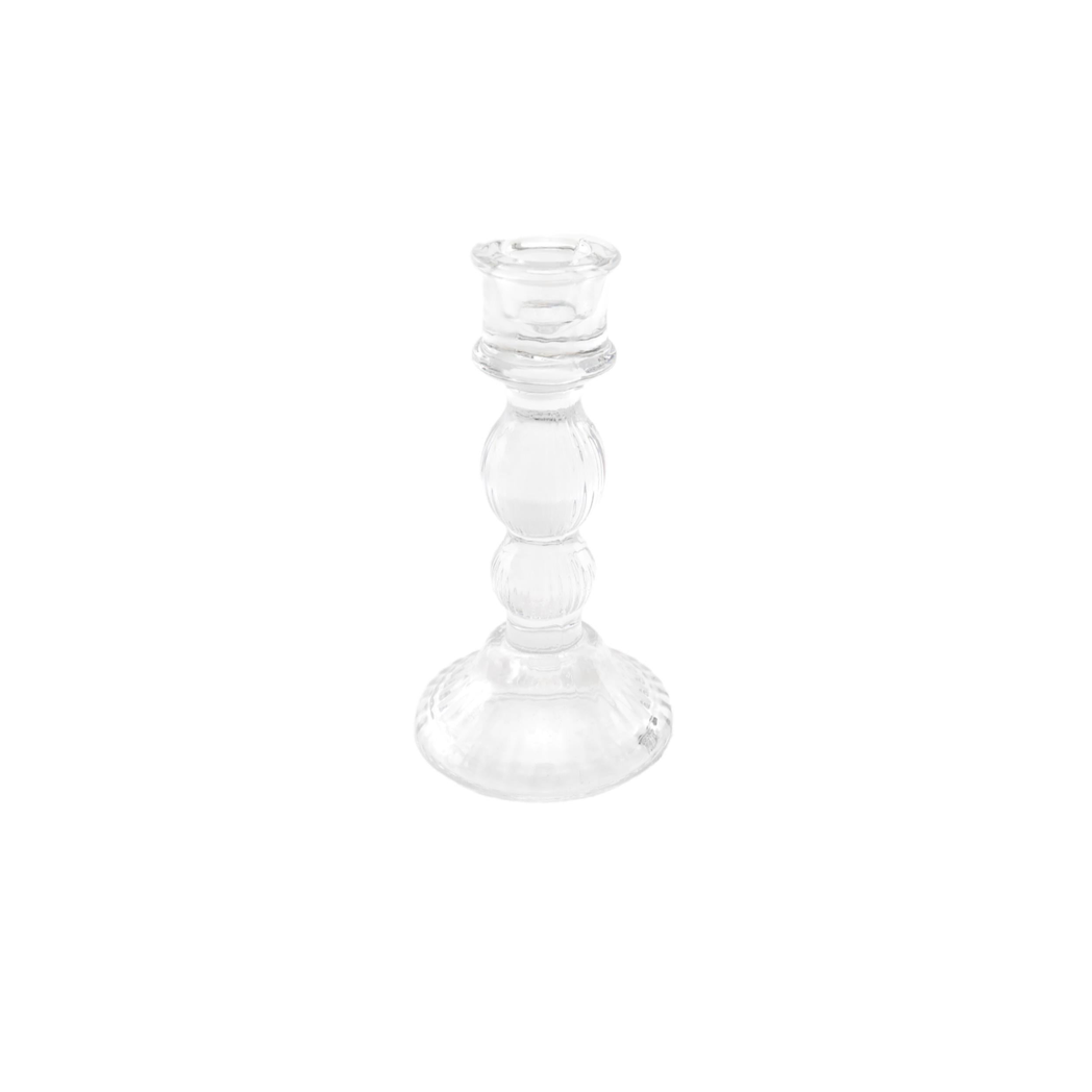 Glass Taper Candle Holder Clear